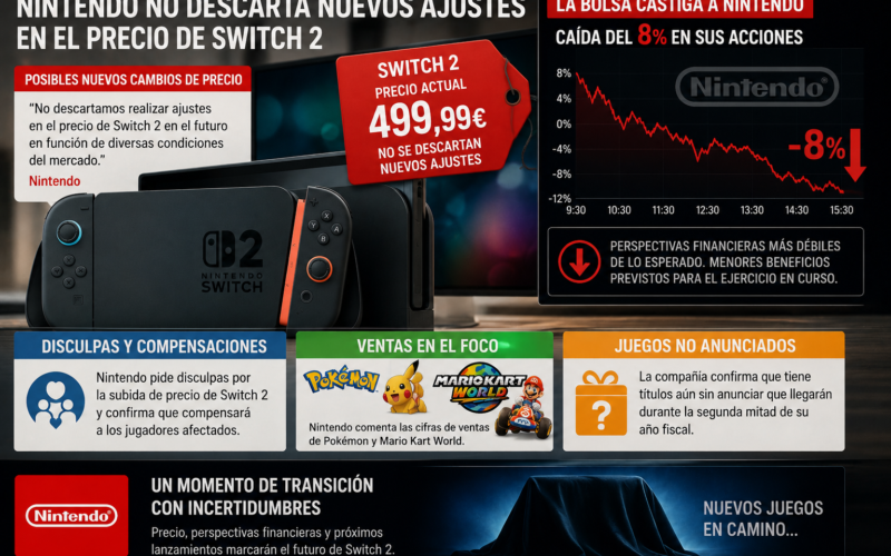 Nintendo no descarta nuevos ajustes en el precio de Switch 2 y reconoce el impacto en sus perspectivas financieras