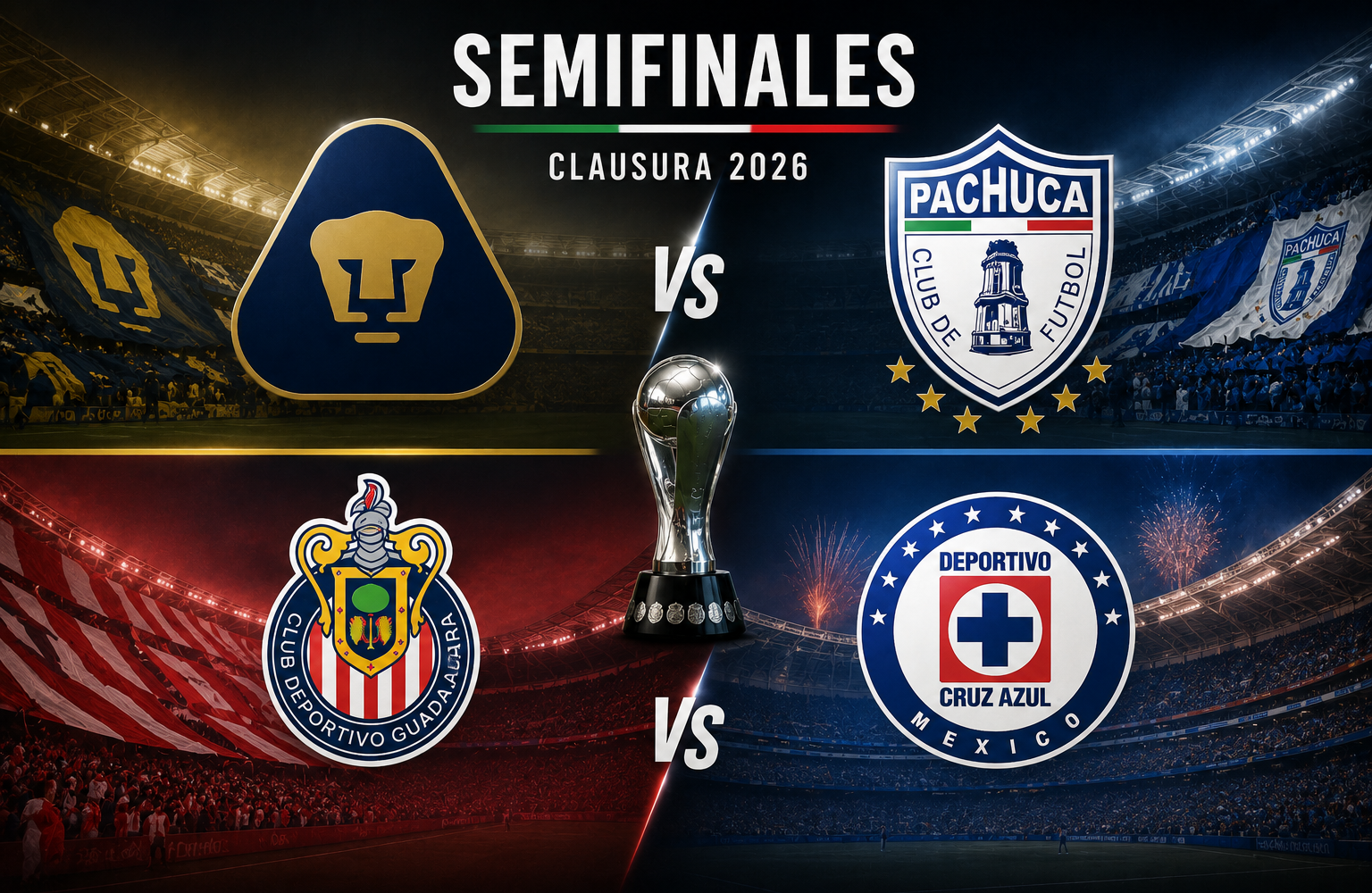 Definidos los horarios y sedes de las semifinales de la Liga MX: Cruz Azul regresa al Azteca y Chivas cambia de estadio