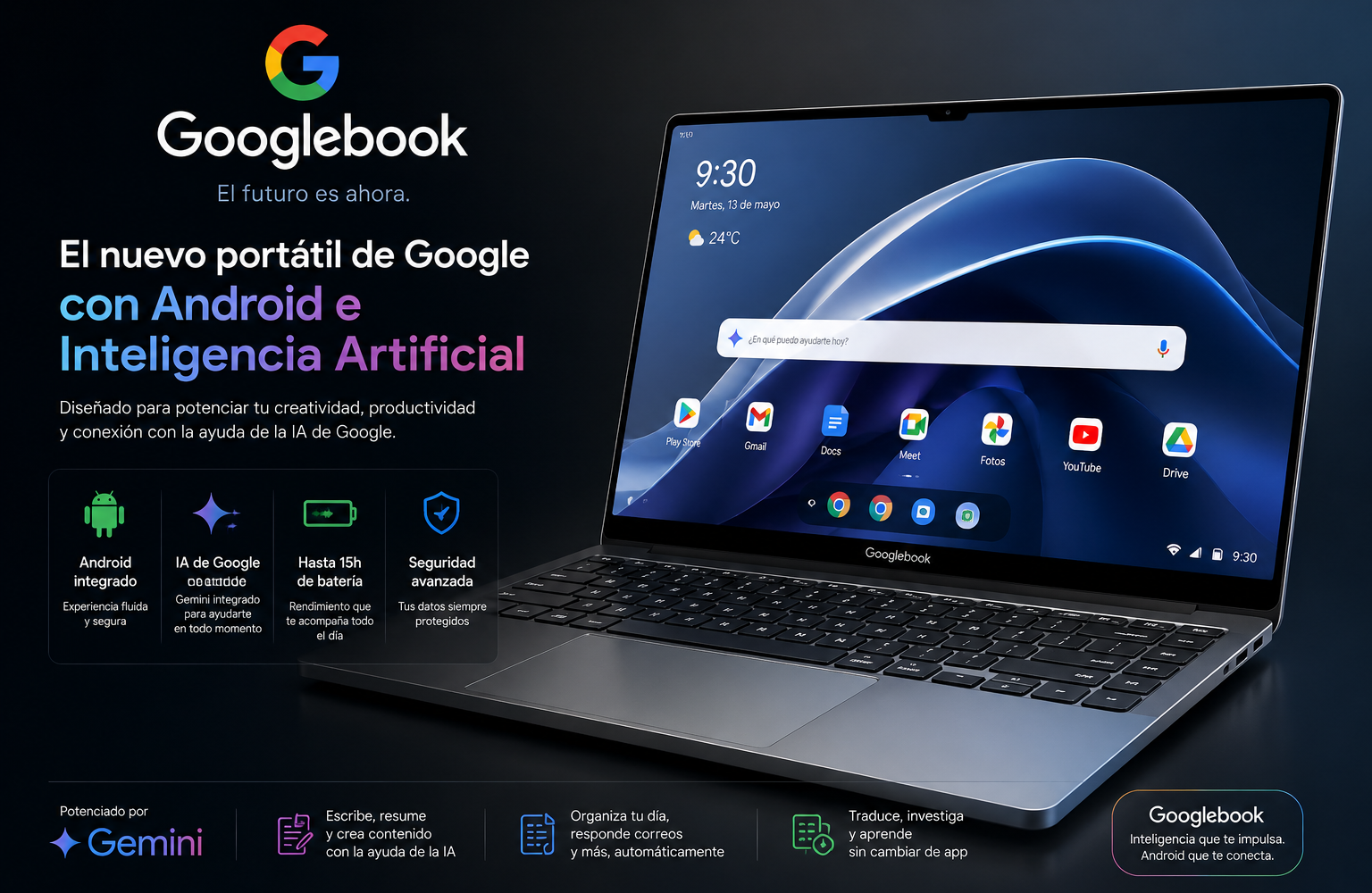 Google lanza el Googlebook: su nuevo portátil con Android e inteligencia artificial para competir con Windows y macOS