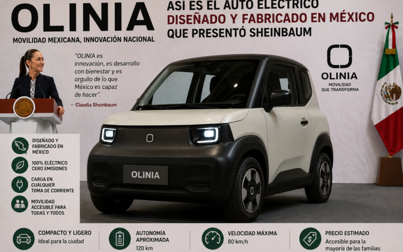 Olinia: así es el auto eléctrico diseñado y fabricado en México que presentó Sheinbaum
