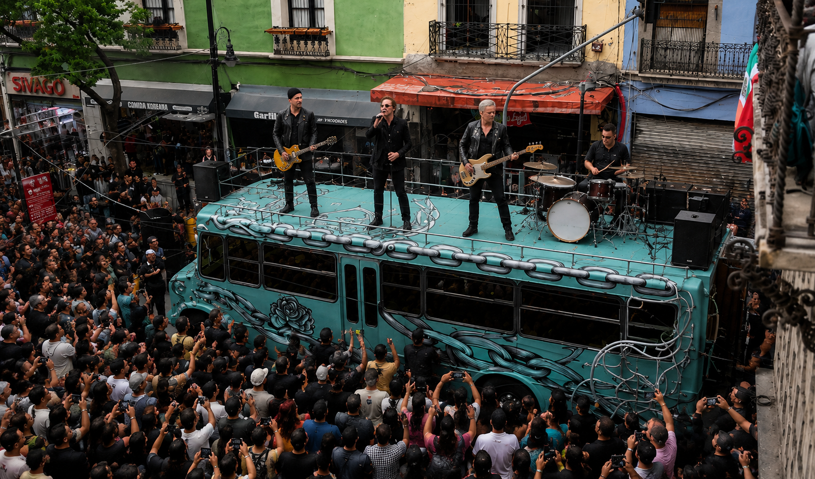 U2 sorprende en Ciudad de México al grabar un videoclip en el Centro Histórico