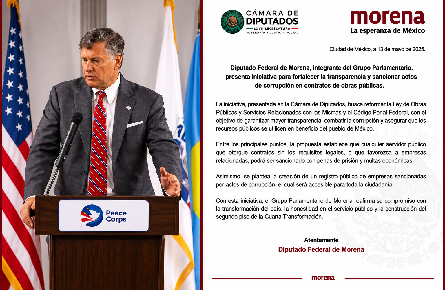 Landau lanza ultimátum a diputados de Morena por su respaldo a Raúl Castro